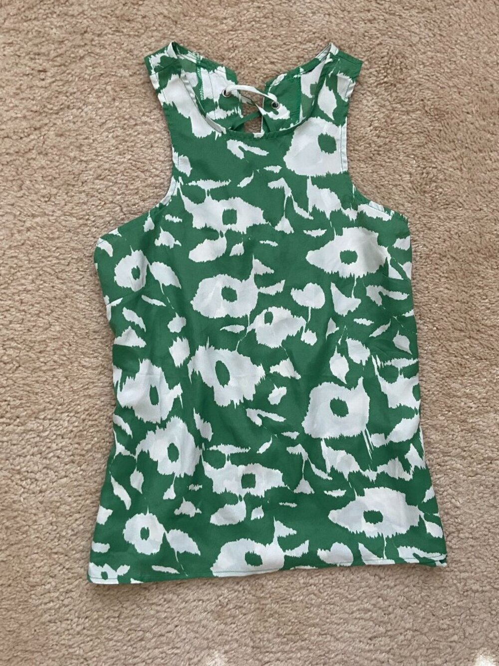 Green Floral Tank Top Corset Open Back